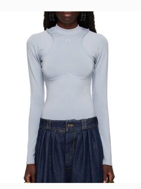 Jean Paul Gaultier Pale Blue Long-Sleeve Fitted Top